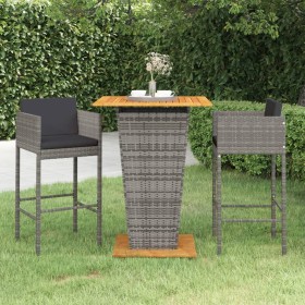 3-piece garden bar furniture set and gray synthetic rattan cushions by vidaXL, Garden sets - Ref: Foro24-3094803, Price: 313,...