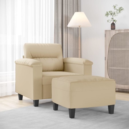 Armchair with stool cream microfiber fabric 60 cm by , Sofas - Ref: Foro24-3201229, Price: 232,68 €, Discount: %