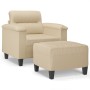 Armchair with stool cream microfiber fabric 60 cm by , Sofas - Ref: Foro24-3201229, Price: 232,68 €, Discount: %