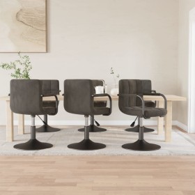 Swivel dining chairs 6 units dark gray velvet