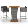 Set de muebles bar jardín 3 pzas y cojines ratán sintético gris de vidaXL, Conjuntos de jardín - Ref: Foro24-3094803, Precio:...