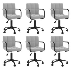 Swivel dining chairs 6 pcs light gray velvet