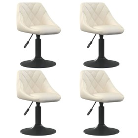 Swivel dining chairs 4 units cream velvet