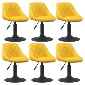 Mustard yellow velvet swivel dining chairs 6 pcs