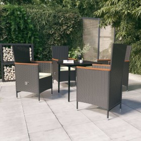 5-piece garden dining set with black cushions