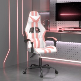 White and pink synthetic leather gaming chair