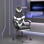 Silla gaming con reposapiés cuero sintético negro blanco de , Sillones para videojuegos - Ref: Foro24-3143859, Precio: 126,93...