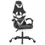 Silla gaming con reposapiés cuero sintético negro blanco de , Sillones para videojuegos - Ref: Foro24-3143859, Precio: 126,93...