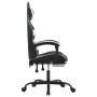 Silla gaming con reposapiés cuero sintético negro blanco de , Sillones para videojuegos - Ref: Foro24-3143859, Precio: 126,93...