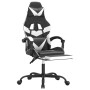 Silla gaming con reposapiés cuero sintético negro blanco de , Sillones para videojuegos - Ref: Foro24-3143859, Precio: 126,93...