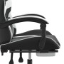 Silla gaming con reposapiés cuero sintético negro blanco de , Sillones para videojuegos - Ref: Foro24-3143859, Precio: 126,93...