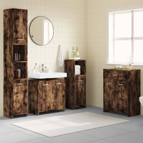 Bathroom furniture set 4 pcs smoked oak plywood