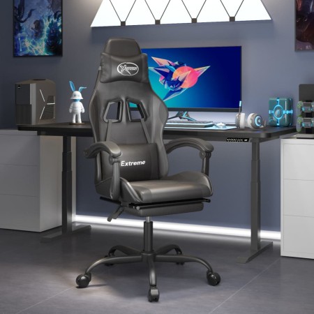 Swivel gaming chair with footrest in black synthetic leather by , Gaming chairs - Ref: Foro24-349587, Price: 127,03 €, Discou...