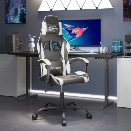 Drehbarer Gaming-Stuhl aus schwarzem und weißem Kunstleder von , Gaming-Stühle - Ref: Foro24-349572, Preis: 117,16 €, Rabatt: %