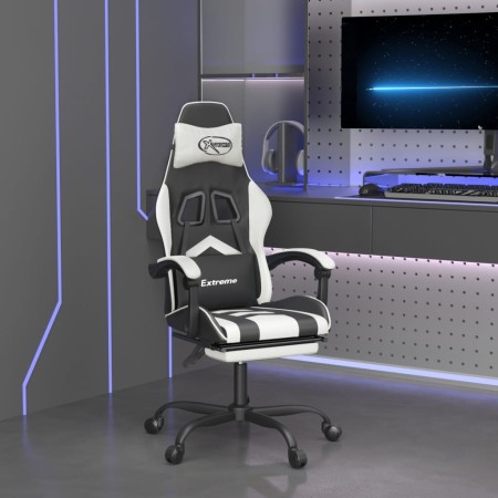 Drehbarer Gaming-Stuhl mit Fußstütze Kunstleder schwarz weiß von , Gaming-Stühle - Ref: Foro24-349608, Preis: 128,28 €, Rabat...