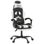 Silla gaming giratoria reposapiés cuero sintético negro blanco de , Sillones para videojuegos - Ref: Foro24-349608, Precio: 1...