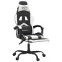 Silla gaming giratoria reposapiés cuero sintético negro blanco de , Sillones para videojuegos - Ref: Foro24-349608, Precio: 1...