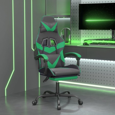 Swivel gaming chair and footrest synthetic leather black green by , Gaming chairs - Ref: Foro24-349558, Price: 126,93 €, Disc...