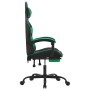 Swivel gaming chair and footrest synthetic leather black green by , Gaming chairs - Ref: Foro24-349558, Price: 126,93 €, Disc...