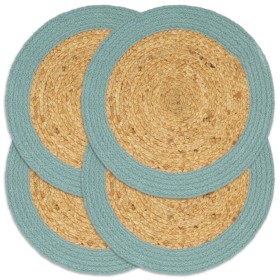 Round placemat 4 pcs jute natural cotton green