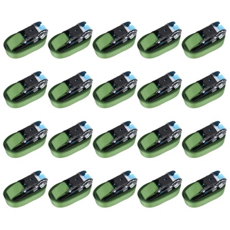 Ratchet fastening straps 20 units green 800 daN 6 m by , Tie down straps - Ref: Foro24-148895, Price: 75,85 €, Discount: %