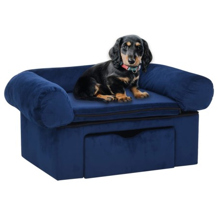 Hundesofa mit blauer Plüschschublade 75x50x38 cm von , Betten für Hunde - Ref: Foro24-171080, Preis: 96,90 €, Rabatt: %