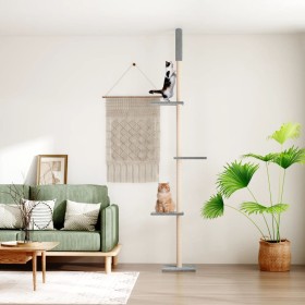 Light gray floor to ceiling cat scratching tree