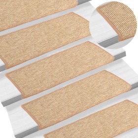 Self-adhesive ladder mat 15 pcs light brown 65x21x4cm by , Stair mats - Ref: Foro24-326910, Price: 110,62 €, Discount: %