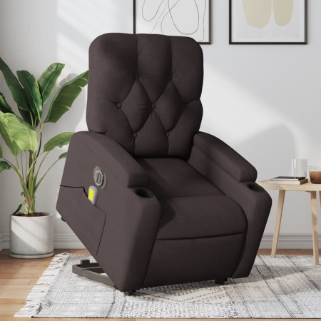 Sillón masaje eléctrico reclinable elevable tela marrón oscuro de , Sillones - Ref: Foro24-3204751, Precio: 333,90 €, Descuen...