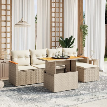 Set Gartensofas mit Kissen 6 Stück synthetisches Rattan beige | Foro24|Onlineshop| Casa, Jardín y Más Foro24.es