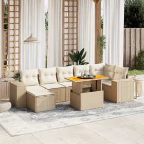 Set Gartensofas mit beigen Kissen 8 Stück PE