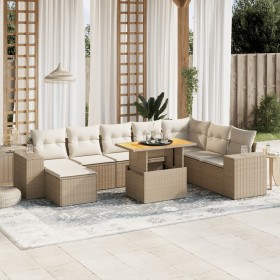 Set mit 9 Gartensofas mit beigen Kissen aus