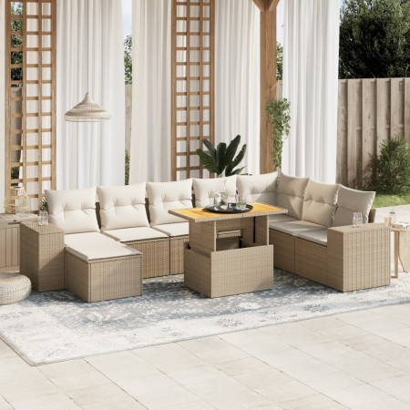 Set de sofás de jardín 9 pzas con cojines ratán sintético beige | Foro24|Onlineshop| Casa, Jardín y Más Foro24.es