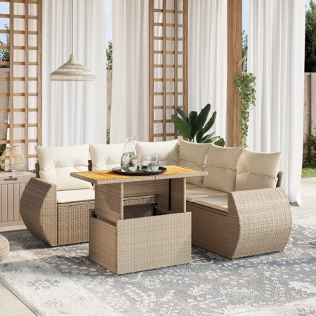 Set of garden sofas with cushions 6 pcs synthetic rattan beige | Foro24|Onlineshop| Casa, Jardín y Más Foro24.es