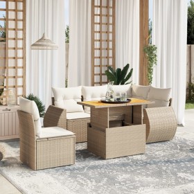 Set Gartensofas mit Kissen 6 Stück synthetisches Rattan beige von , Gartensets - Ref: Foro24-3272199, Preis: 628,20 €, Rabatt: %