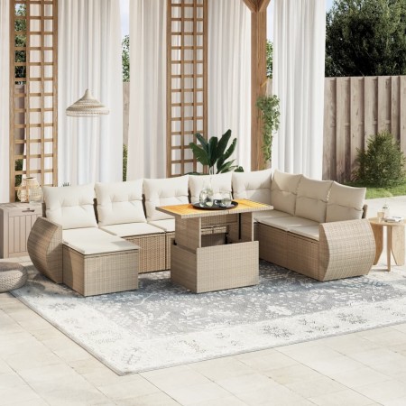 Set mit 9 Gartensofas mit beigen Kissen aus synthetischem Rattan | Foro24|Onlineshop| Casa, Jardín y Más Foro24.es