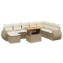 Set de sofás de jardín 9 pzas con cojines ratán sintético beige by , Garden sets - Ref: Foro24-3272332, Price: 812,94 €, Disc...