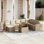 Set de sofás de jardín 9 pzas con cojines ratán sintético beige by , Garden sets - Ref: Foro24-3275627, Price: 773,13 €, Disc...