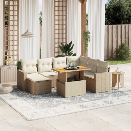 Juego de sofás de jardín con cojines beige 8 pzas ratán PE by , Garden sets - Ref: Foro24-3275606, Price: 649,92 €, Discount: %