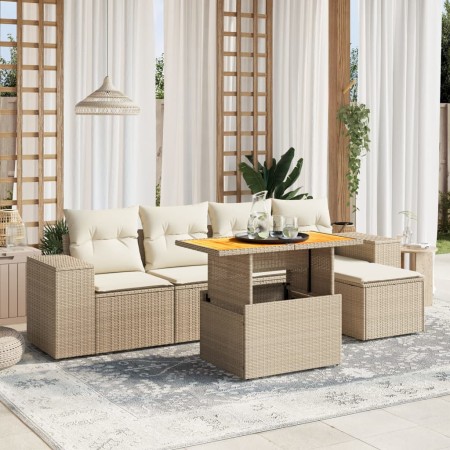 Set Gartensofas mit Kissen 6 Stück synthetisches Rattan beige von , Gartensets - Ref: Foro24-3275921, Preis: 523,29 €, Rabatt: %