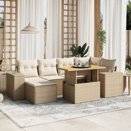 Set sofás de jardín 7 piezas y cojines ratán sintético beige | Foro24|Onlineshop| Casa, Jardín y Más Foro24.es