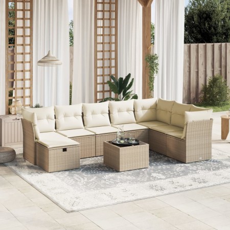 Set mit 9 Gartensofas mit beigen Kissen aus synthetischem Rattan von , Gartensets - Ref: Foro24-3263284, Preis: 700,57 €, Rab...