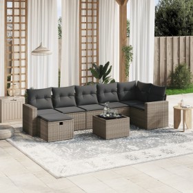 Set of 8 garden sofas and cushions synthetic