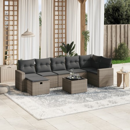 Set of 8 garden sofas and cushions synthetic rattan gray | Foro24|Onlineshop| Casa, Jardín y Más Foro24.es