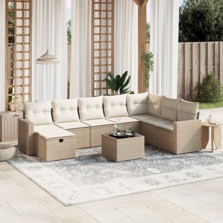 Set of 9 garden sofas with beige synthetic rattan cushions by , Garden sets - Ref: Foro24-3263594, Price: 723,16 €, Discount: %