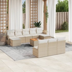 Set de sofás de jardín 11pzas con cojines ratán sintético beige von , Modulare Sofas für den Außenbereich - Ref: Foro24-32247...