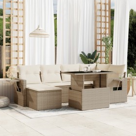 Set sofás de jardín 7 piezas y cojines ratán sintético beige de , Conjuntos de jardín - Ref: Foro24-3268048, Precio: 628,98 €...