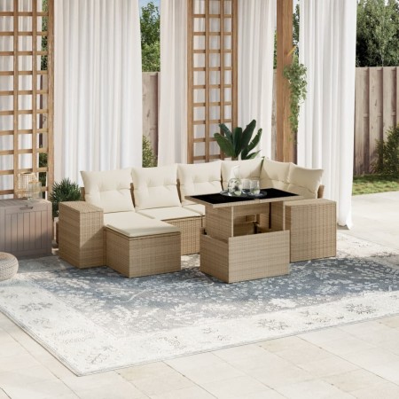 Set sofás de jardín 7 piezas y cojines ratán sintético beige | Foro24|Onlineshop| Casa, Jardín y Más Foro24.es