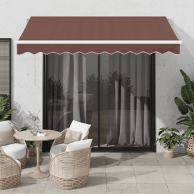 Toldo retráctil automático con luces LED marrón 300x250 cm de , Toldos - Ref: Foro24-3215376, Precio: 450,60 €, Descuento: %