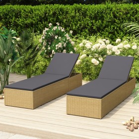 Braune und dunkelgraue Liege aus synthetischem Rattan von vidaXL, Liegen - Ref: Foro24-310146, Preis: 142,73 €, Rabatt: %